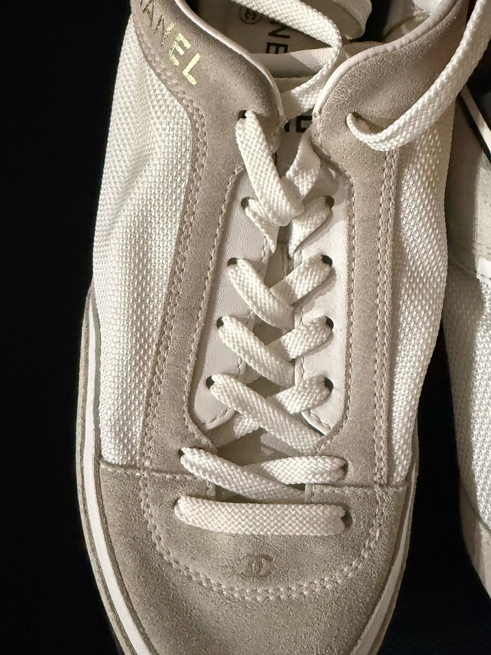 CHANEL Cream Lace-Up
Sneakers - Picture 2 of 7